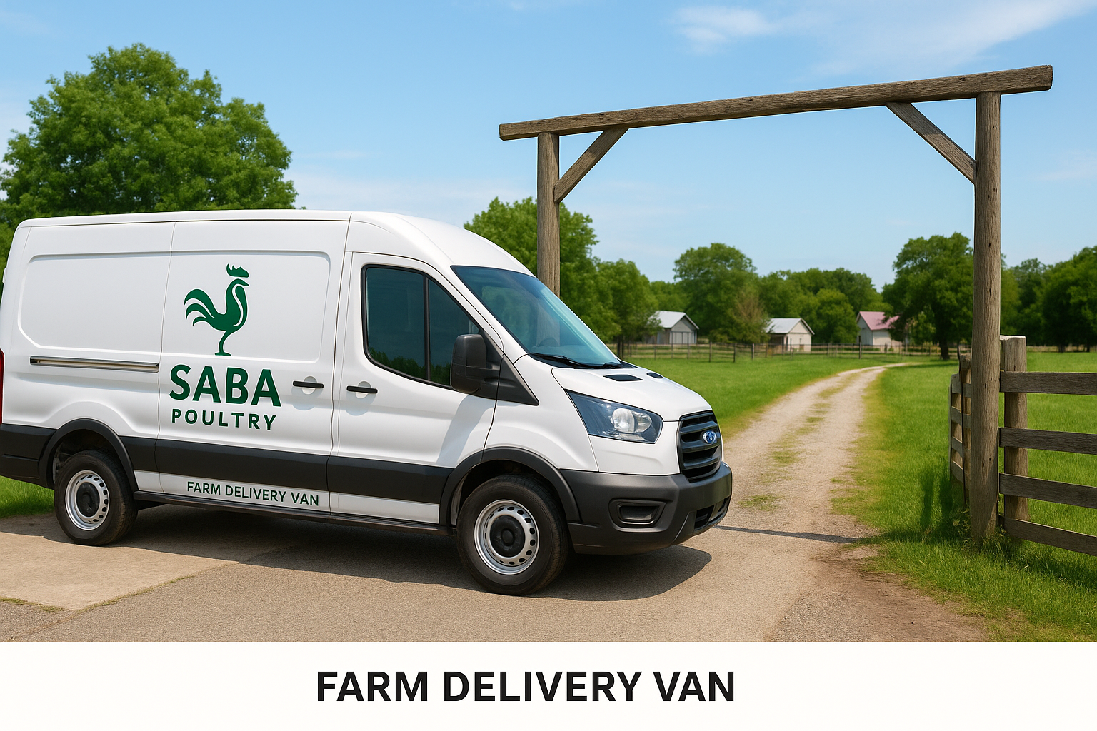 Delivery van with logo decal