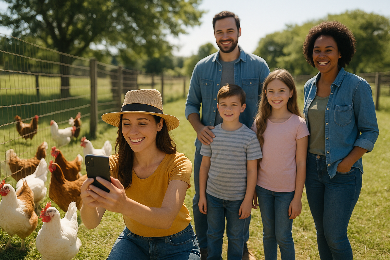 Customers visiting farm