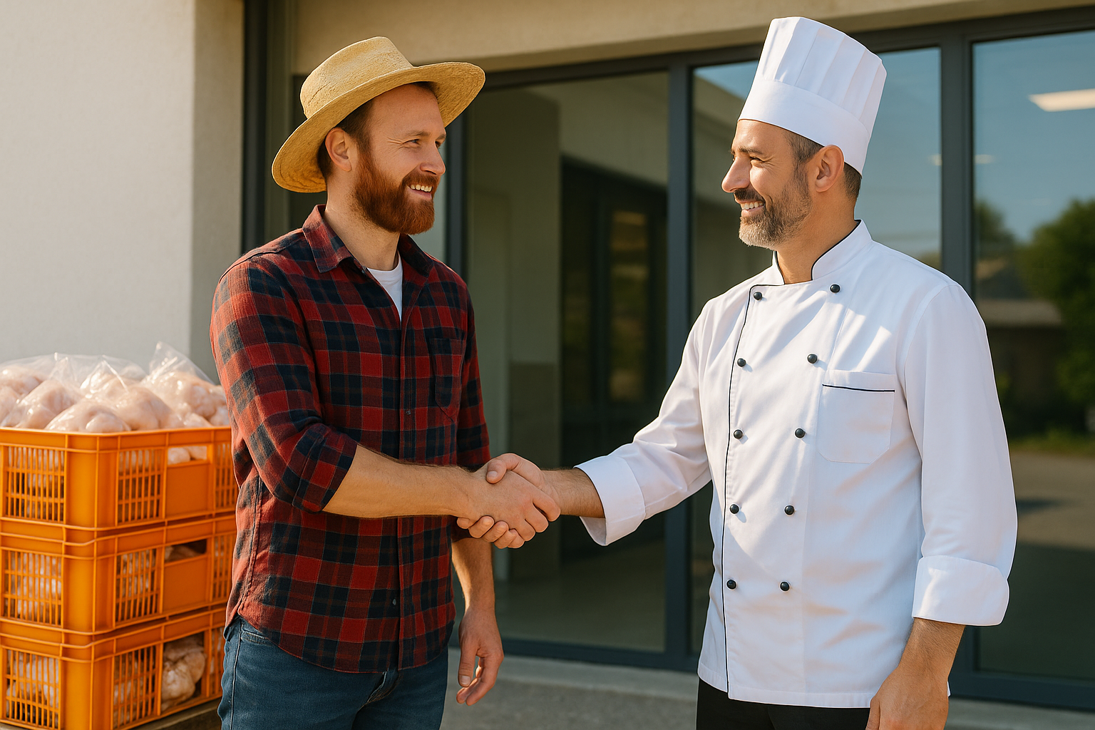 Chef & farmer shaking hands